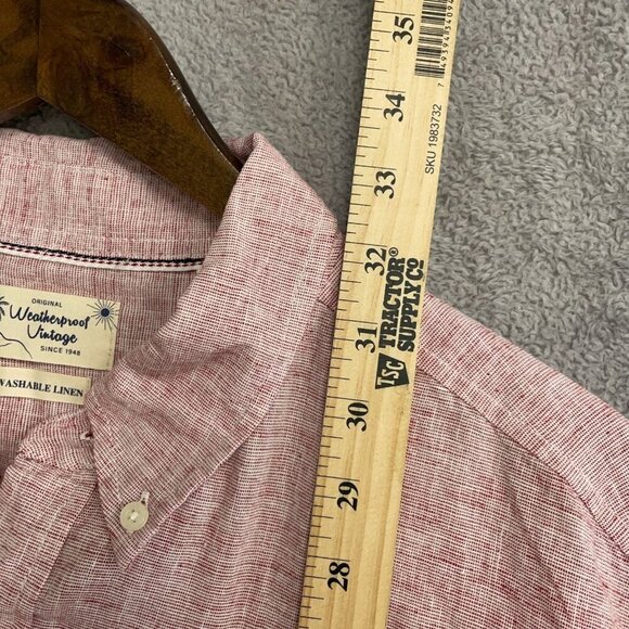 NEW Weatherproof Vintage Men's XL Short Sleeve Linen Blend Shirt Red - Picture 4 of 9